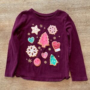 The Children's Place Maroon Holiday Cookie Long Sleeve Tee